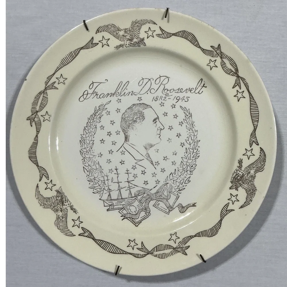 Edwin M Knowles Franklin D Roosevelt Memorial Plate 1945 Wall Display USA